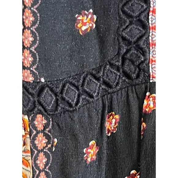 Gibson Top XL Orange Floral Patchwork Hippie Peasant Boho Western Floral Babydol - Picture 7 of 11